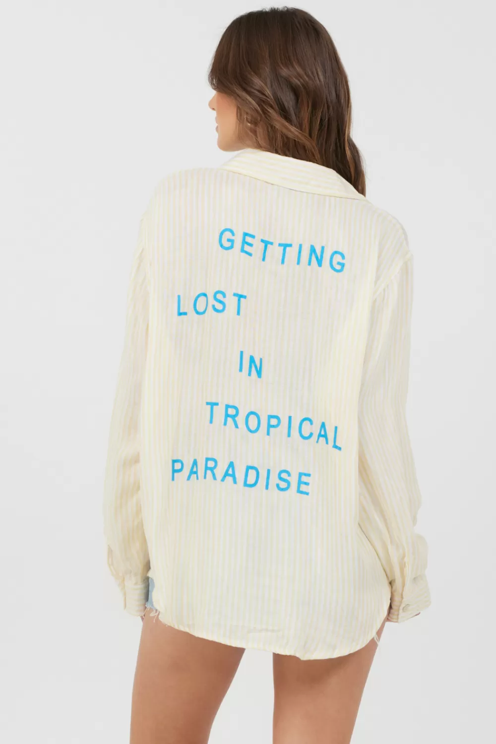 Vintage Havana Yellow Stripe Beach Shirting
